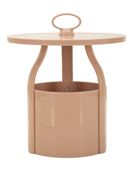 Table d'appoint design avec poignée & rangement Ronde 44 cm Plastique Rose Iris 