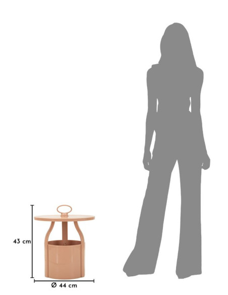Table d'appoint design avec poignée & rangement Ronde 44 cm Plastique Rose Iris 