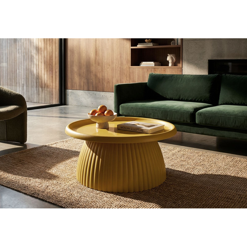 Table basse design Ronde 70 cm Plastique Jaune moutarde Geax 