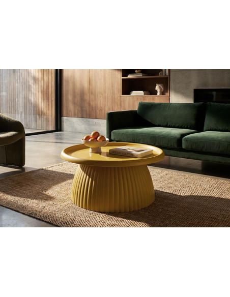 Table basse design Ronde 70 cm Plastique Jaune moutarde Geax 