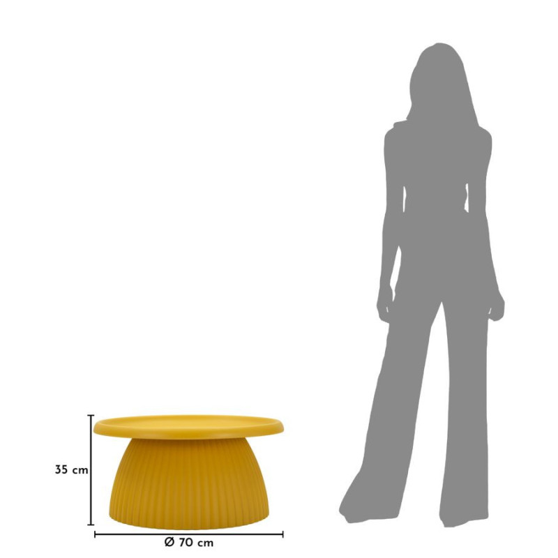 Table basse design Ronde 70 cm Plastique Jaune moutarde Geax 
