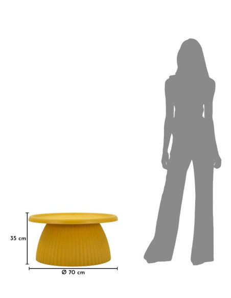 Table basse design Ronde 70 cm Plastique Jaune moutarde Geax 