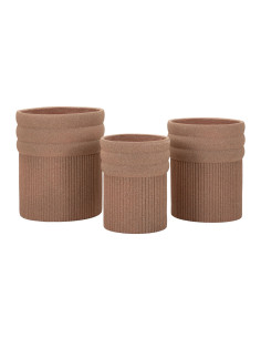 Lot de 3 cache-pots de jardin wabi-sabi Rond Résine Terracotta Colombia 