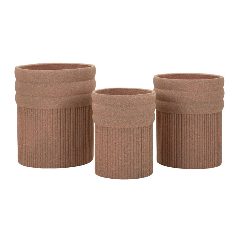 Lot de 3 cache-pots de jardin wabi-sabi Rond Résine Terracotta Colombia 