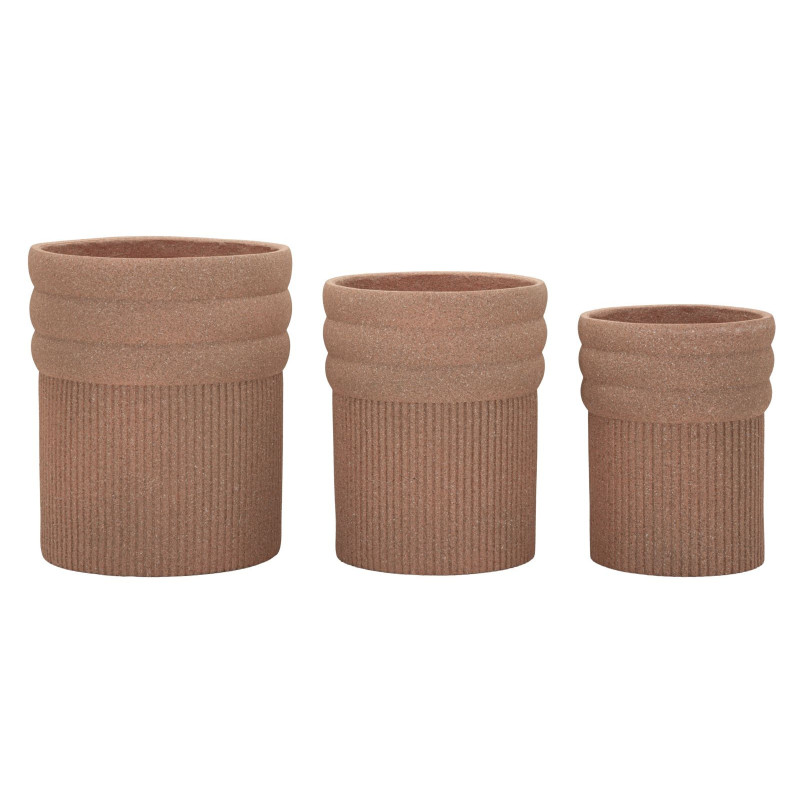 Lot de 3 cache-pots de jardin wabi-sabi Rond Résine Terracotta Colombia 