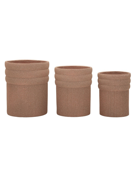 Lot de 3 cache-pots de jardin wabi-sabi Rond Résine Terracotta Colombia 