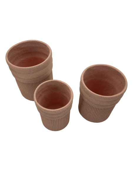 Lot de 3 cache-pots de jardin wabi-sabi Rond Résine Terracotta Colombia 