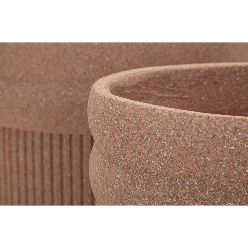 Lot de 3 cache-pots de jardin wabi-sabi Rond Résine Terracotta Colombia 