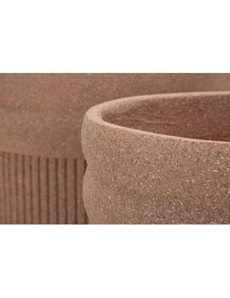 Lot de 3 cache-pots de jardin wabi-sabi Rond Résine Terracotta Colombia 