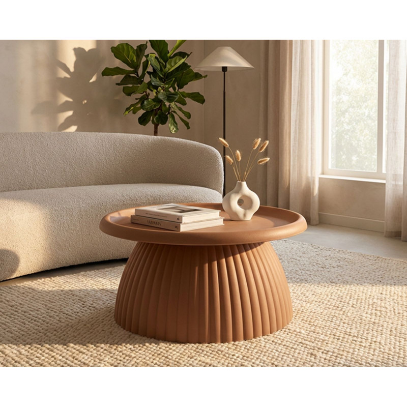 Table basse design Ronde 70 cm Plastique Terracotta Geax 