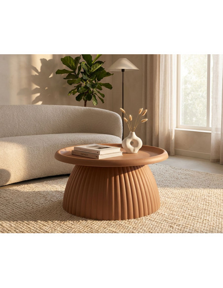 Table basse design Ronde 70 cm Plastique Terracotta Geax 