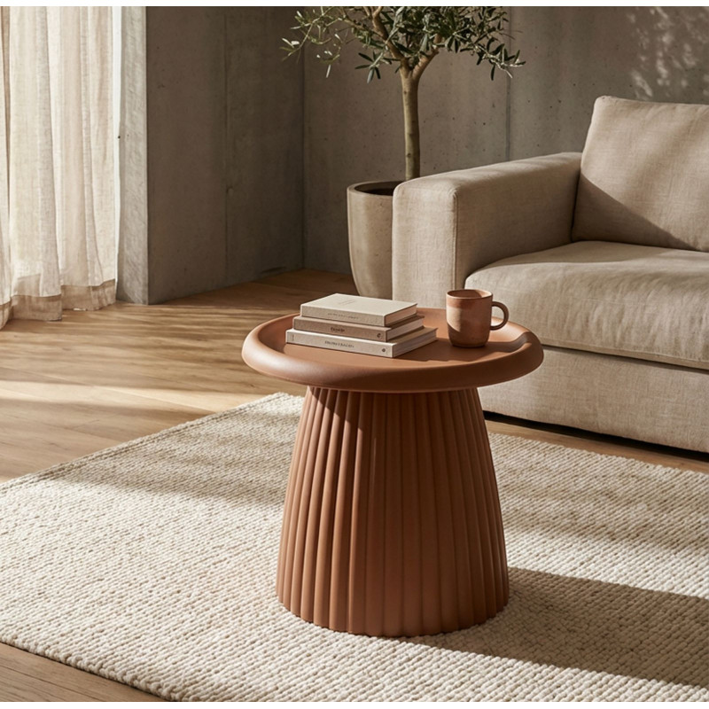 Table basse design Ronde 50 cm Plastique Terracotta Geax 