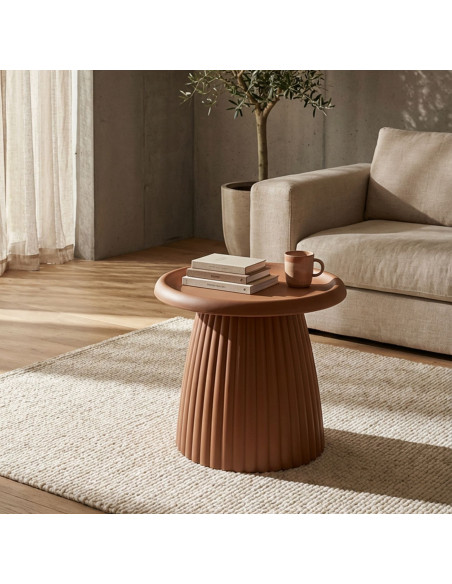 Table basse design Ronde 50 cm Plastique Terracotta Geax 