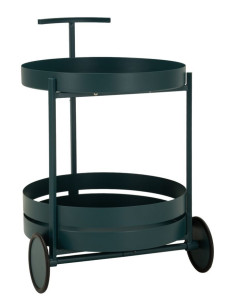 Desserte design sur roues Ronde 2 niveaux Métal Bleu canard Saturno 40 cm 