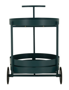 Desserte design sur roues Ronde 2 niveaux Métal Bleu canard Saturno 40 cm 