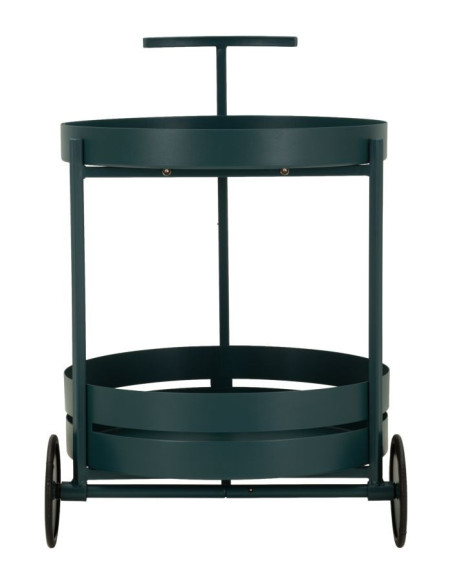 Desserte design sur roues Ronde 2 niveaux Métal Bleu canard Saturno 40 cm 