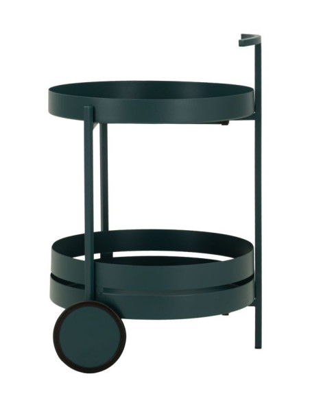 Desserte design sur roues Ronde 2 niveaux Métal Bleu canard Saturno 40 cm 