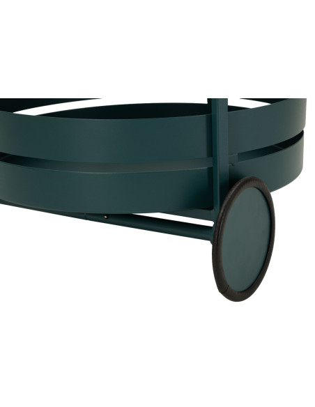 Desserte design sur roues Ronde 2 niveaux Métal Bleu canard Saturno 40 cm 