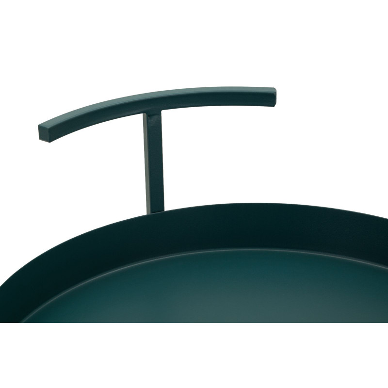 Desserte design sur roues Ronde 2 niveaux Métal Bleu canard Saturno 40 cm 