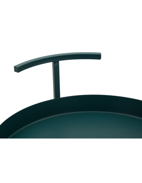 Desserte design sur roues Ronde 2 niveaux Métal Bleu canard Saturno 40 cm 