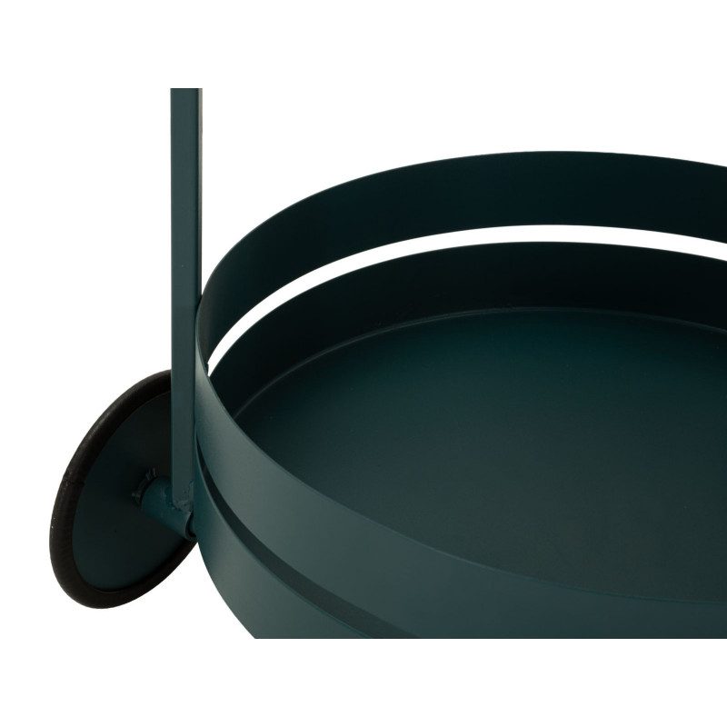 Desserte design sur roues Ronde 2 niveaux Métal Bleu canard Saturno 40 cm 