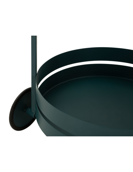 Desserte design sur roues Ronde 2 niveaux Métal Bleu canard Saturno 40 cm 