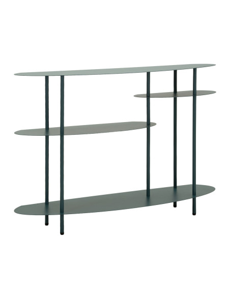 Console design asymétrique Ovale 4 niveaux 118 cm Métal Bleu canard Saturno 