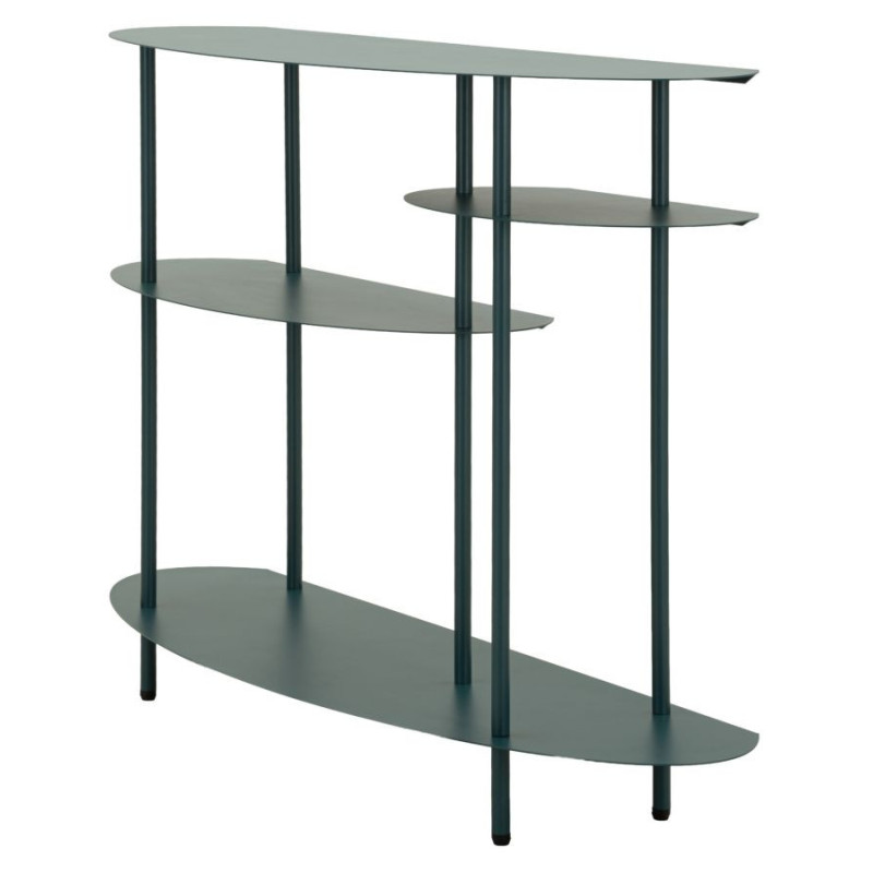 Console design asymétrique Ovale 4 niveaux 118 cm Métal Bleu canard Saturno 