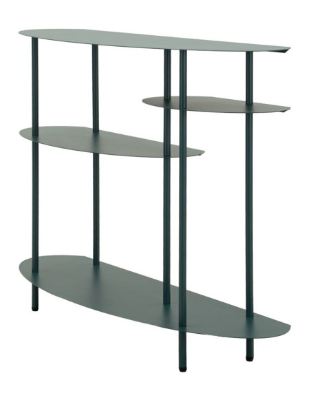 Console design asymétrique Ovale 4 niveaux 118 cm Métal Bleu canard Saturno 