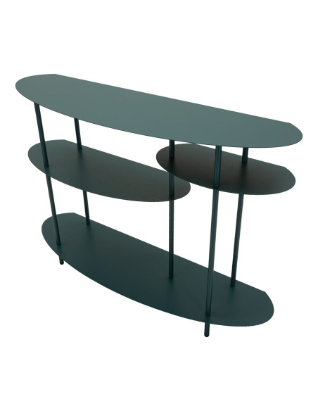Console design asymétrique Ovale 4 niveaux 118 cm Métal Bleu canard Saturno 