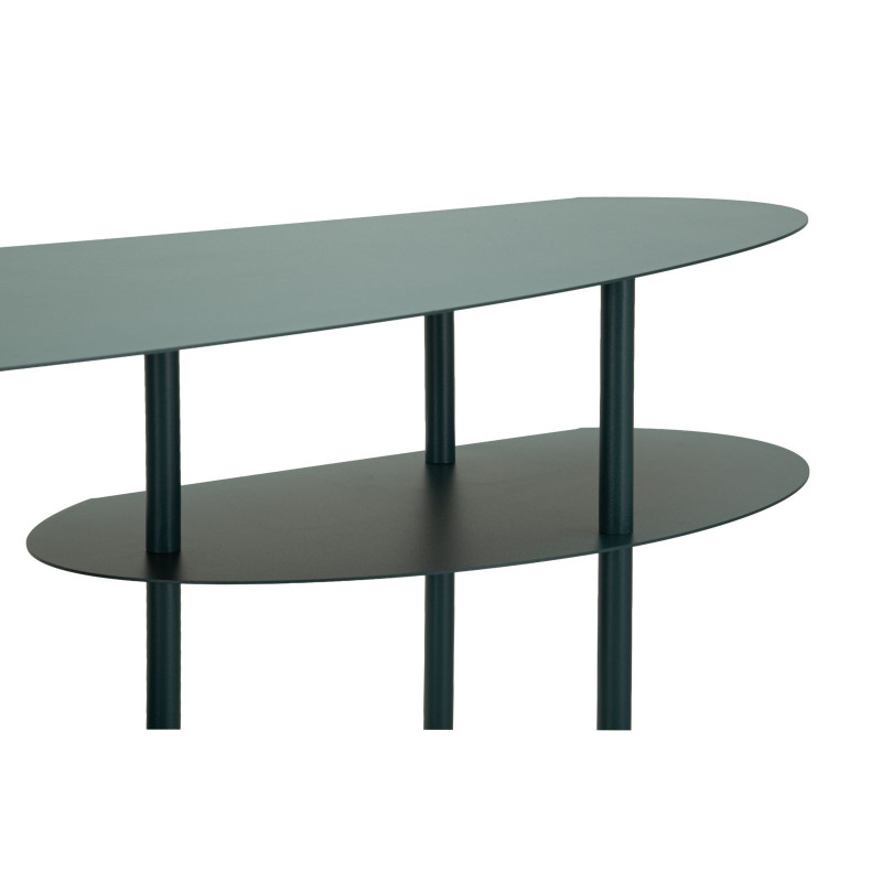 Console design asymétrique Ovale 4 niveaux 118 cm Métal Bleu canard Saturno 