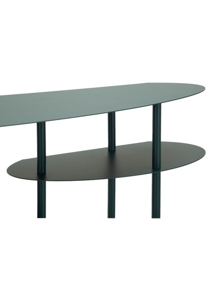 Console design asymétrique Ovale 4 niveaux 118 cm Métal Bleu canard Saturno 