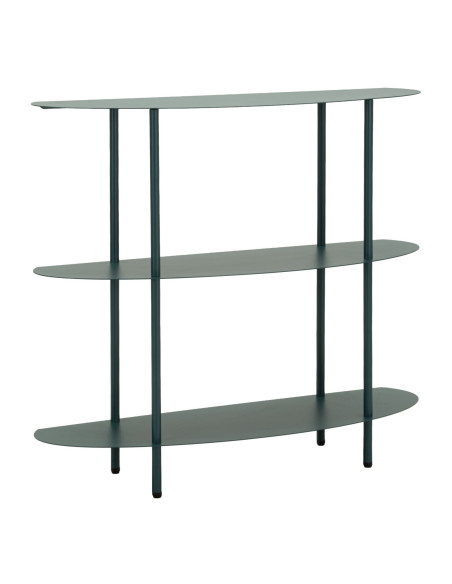 Console design Ovale 3 niveaux 90 cm Métal Bleu canard Saturno 