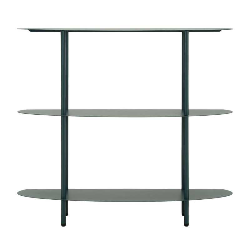 Console design Ovale 3 niveaux 90 cm Métal Bleu canard Saturno 