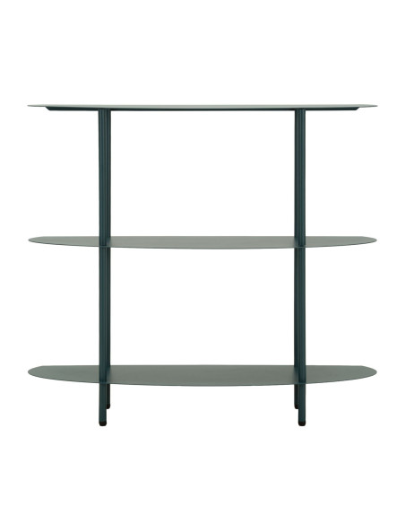 Console design Ovale 3 niveaux 90 cm Métal Bleu canard Saturno 