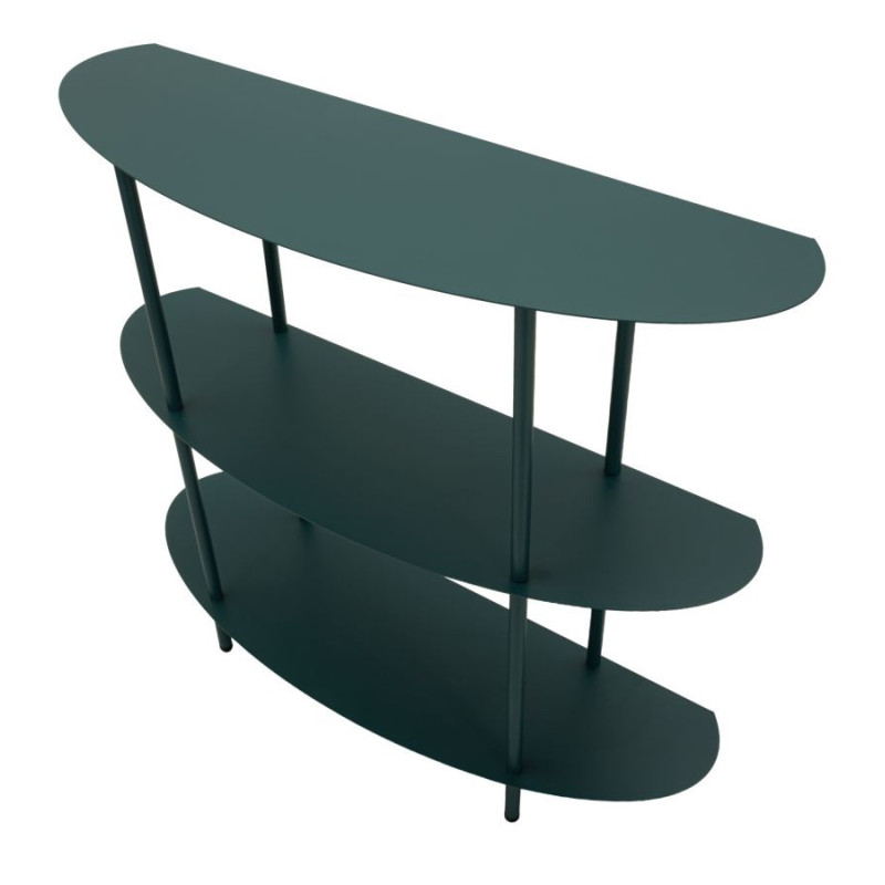 Console design Ovale 3 niveaux 90 cm Métal Bleu canard Saturno 
