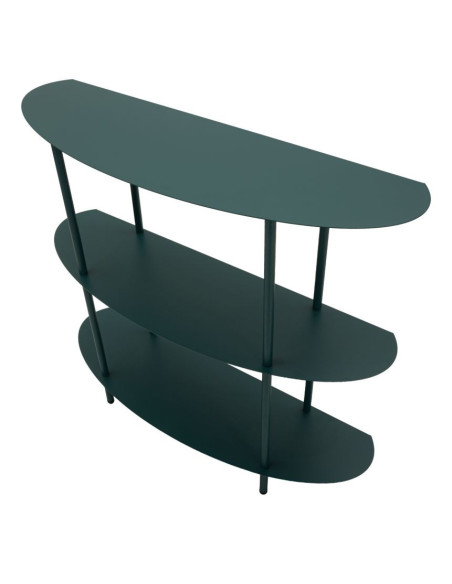 Console design Ovale 3 niveaux 90 cm Métal Bleu canard Saturno 