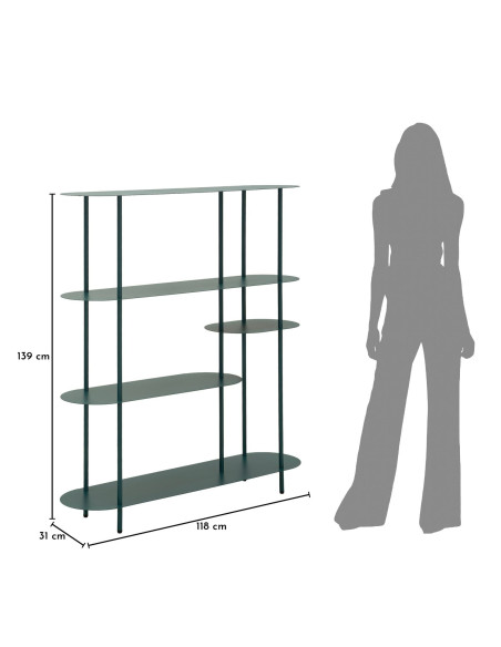 Étagère design Ovale 5 niveaux Métal Bleu canard Saturno 