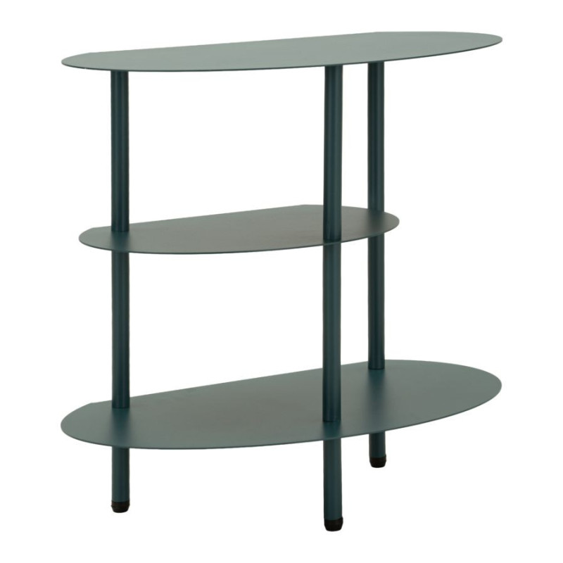 Table de chevet design Ovale 3 niveaux Métal Bleu canard Saturno 