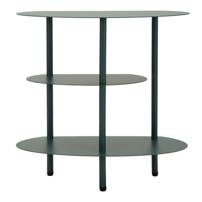 Table de chevet design Ovale 3 niveaux Métal Bleu canard Saturno 