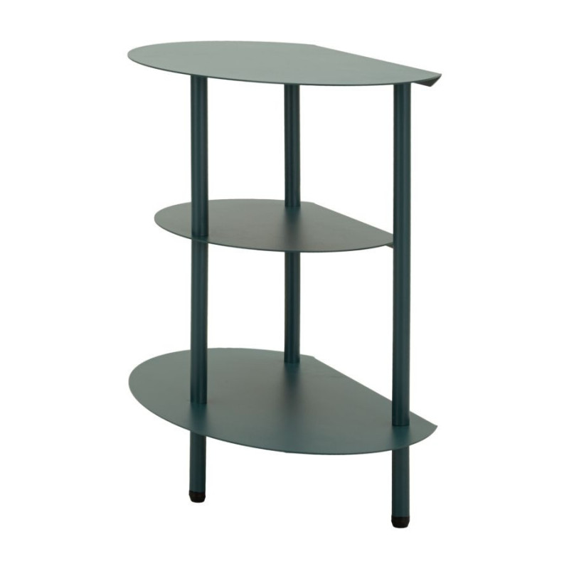Table de chevet design Ovale 3 niveaux Métal Bleu canard Saturno 