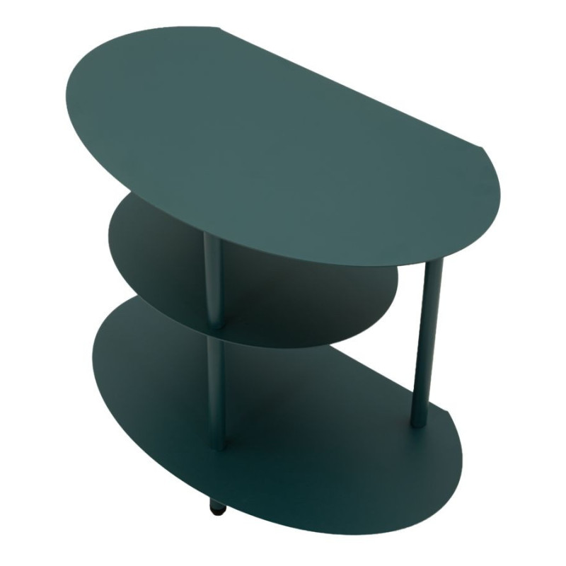 Table de chevet design Ovale 3 niveaux Métal Bleu canard Saturno 