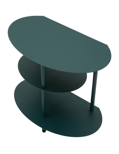 Table de chevet design Ovale 3 niveaux Métal Bleu canard Saturno 