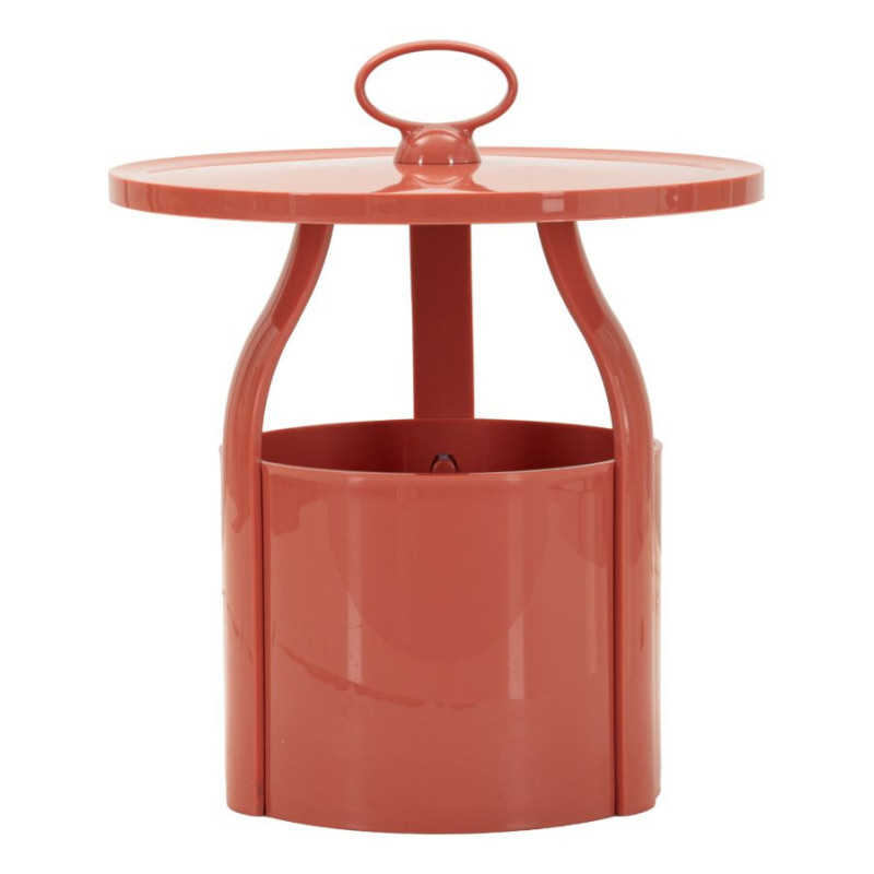 Table d'appoint design avec poignée & rangement Ronde 44 cm Plastique Rouge Iris 