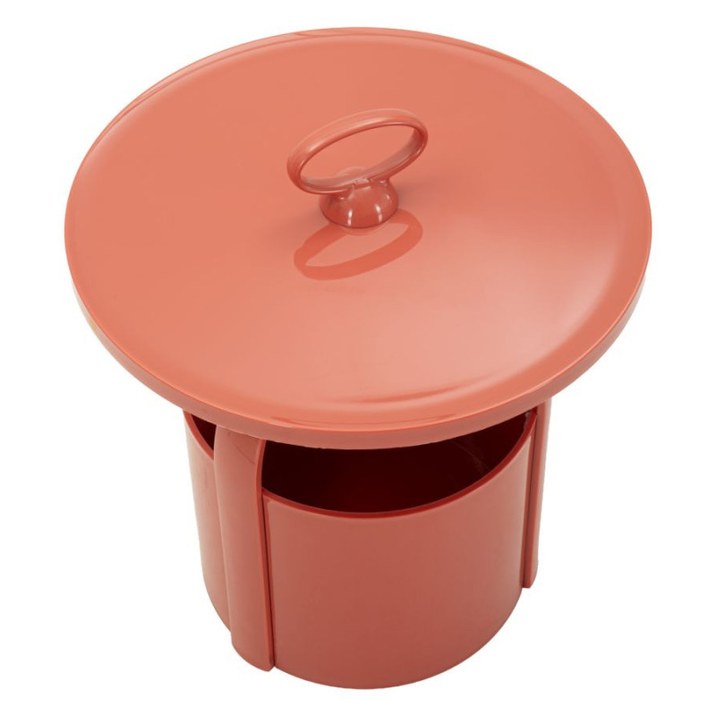 Table d'appoint design avec poignée & rangement Ronde 44 cm Plastique Rouge Iris 