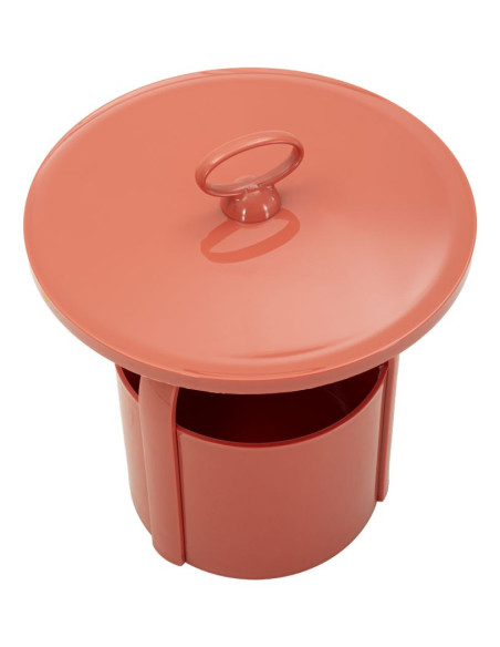 Table d'appoint design avec poignée & rangement Ronde 44 cm Plastique Rouge Iris 
