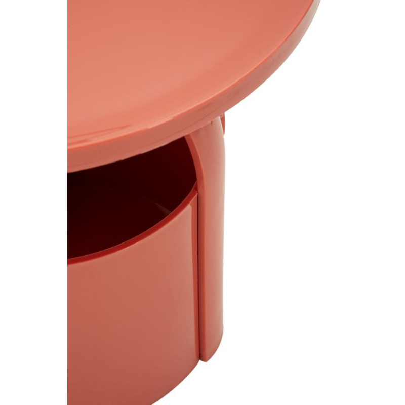 Table d'appoint design avec poignée & rangement Ronde 44 cm Plastique Rouge Iris 
