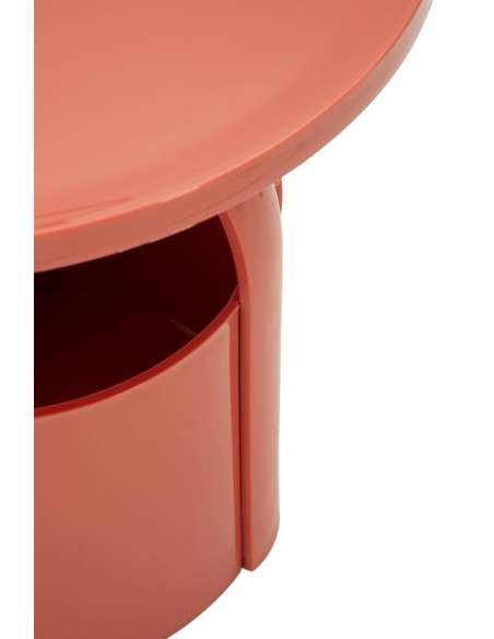 Table d'appoint design avec poignée & rangement Ronde 44 cm Plastique Rouge Iris 
