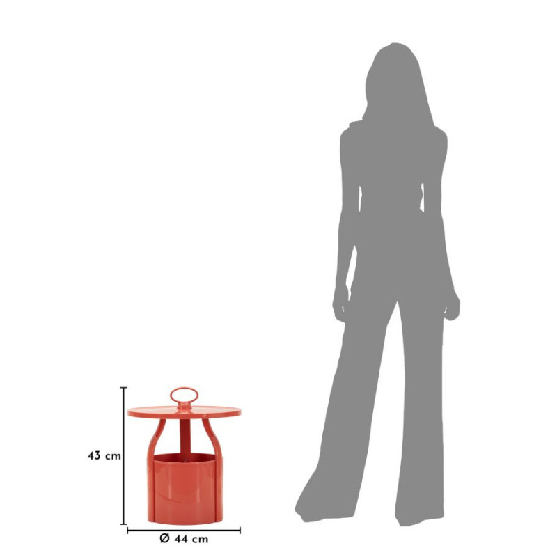 Table d'appoint design avec poignée & rangement Ronde 44 cm Plastique Rouge Iris 