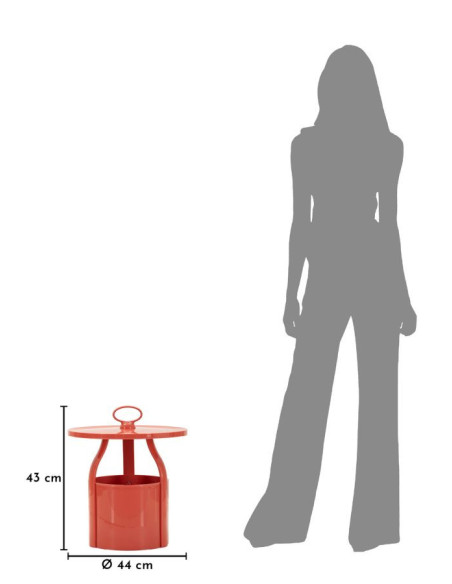 Table d'appoint design avec poignée & rangement Ronde 44 cm Plastique Rouge Iris 